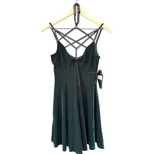 NWT Killstar Magica Skater Dress Emerald Velvet Whimsigoth